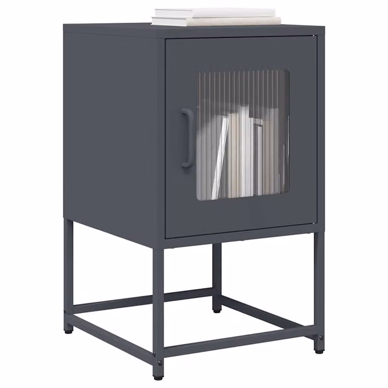 Comodino vidaXL in metallo antracite opaco, moderno e da appendere al muro, L 36 cm x P 39 cm x H 60,5 cm