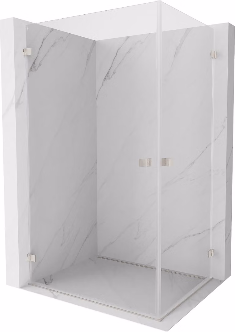 Mexen Lunar-B Duo cabina doccia battente 90 x 85 cm, trasparente, nichel spazzolato - 832-090L-085P-97-00
