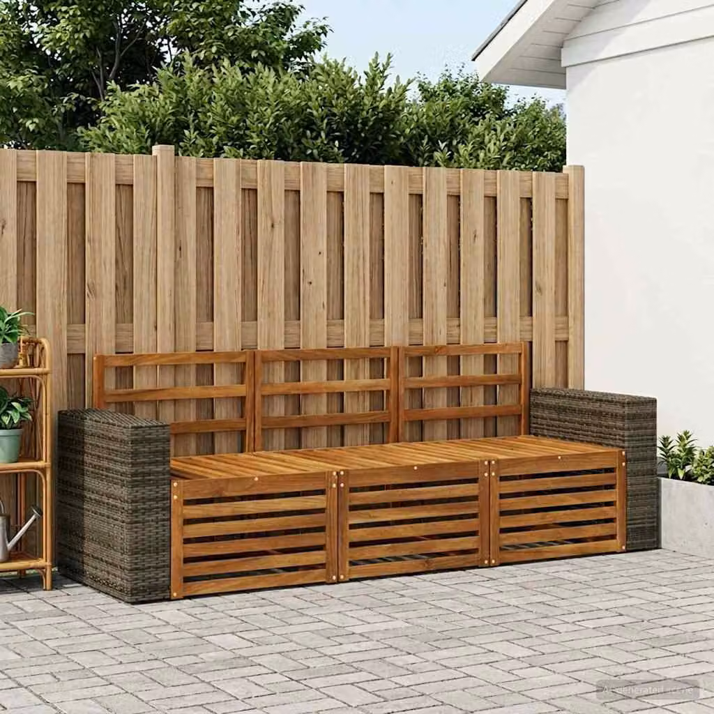Set di divani da giardino moderno vidaXL in legno di acacia massello marrone con cuscini inclusi