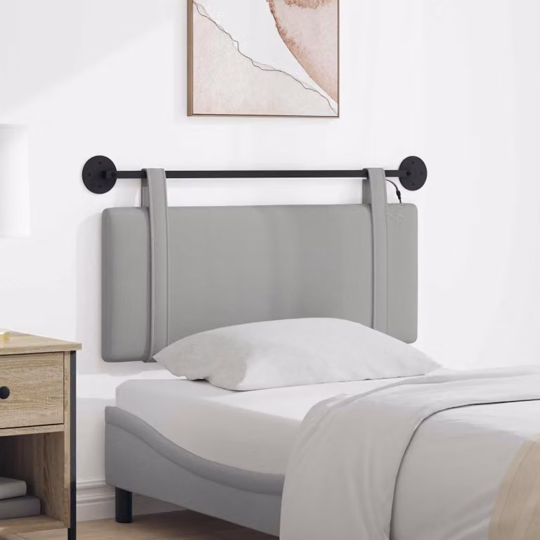 vidaXL Testiera del letto sospesa in tessuto Grigio con illuminazione integrata e pannello imbottito