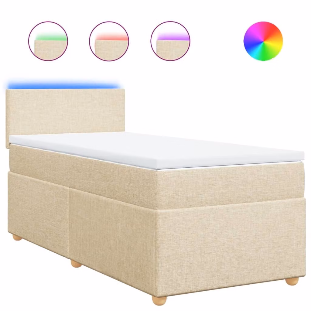 Giroletto a Molle con Materasso Crema 90x200 cm inTessuto