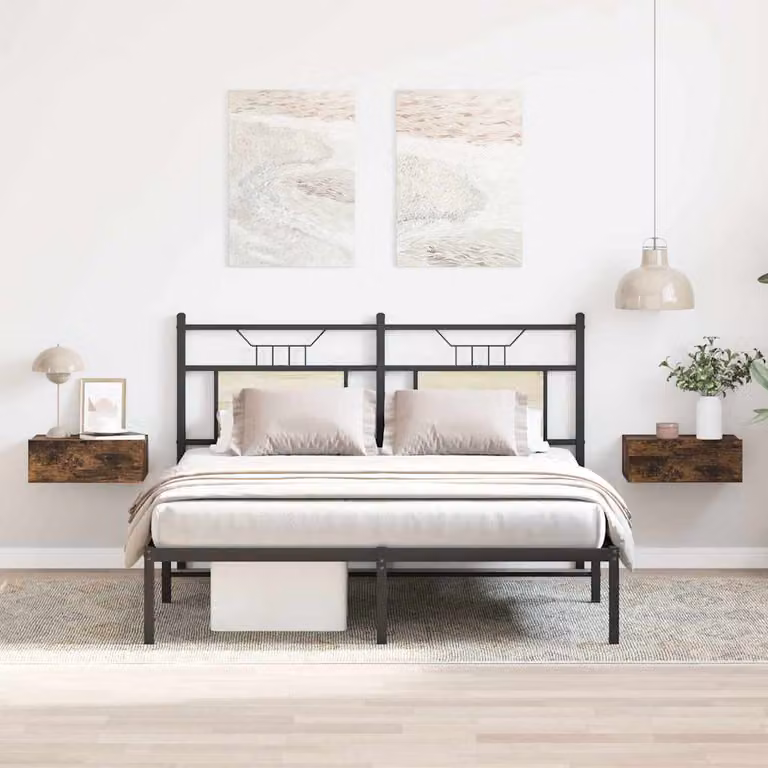 Set di 2 comodini pensili vidaXL in legno multistrato color rovere fumo L 40 cm x P 30 cm x H 15 cm