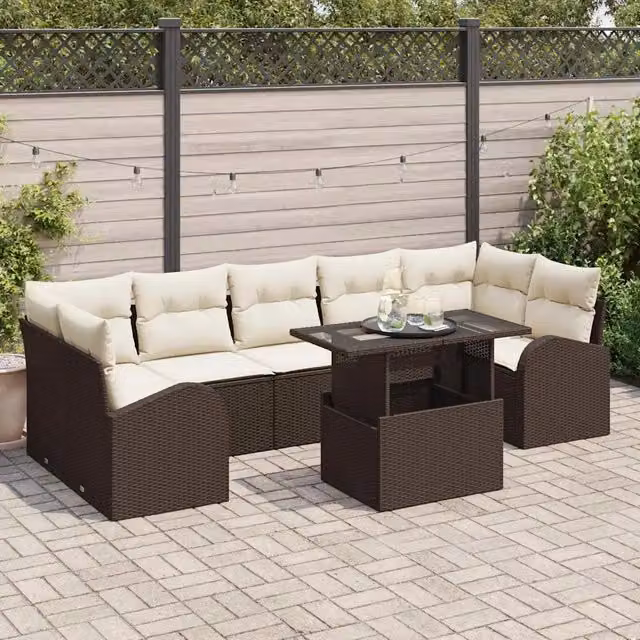 Set Divano da Giardino 8 pz Marrone polyrattan 3348594