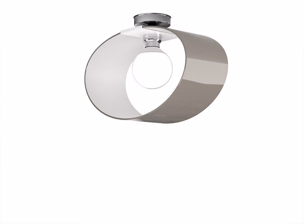 Plafoniera Moderna Lap Metallo Bianco E Vetro Tortora 1 Luce E27 42Cm