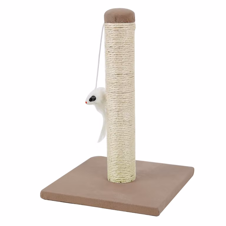 Albero per gatti in sisal a forma di T rovesciata Albero per gatti in sisal naturale alto 35 cm Bianco-marrone
