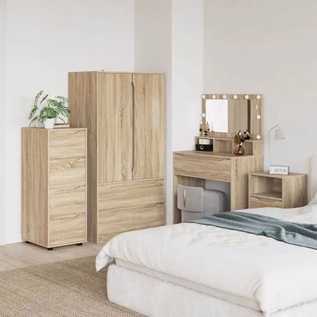Armadio vidaXL in legno color rovere con ante a battente e cassetti interni, L/P/H: 40 x 48 x 105 cm
