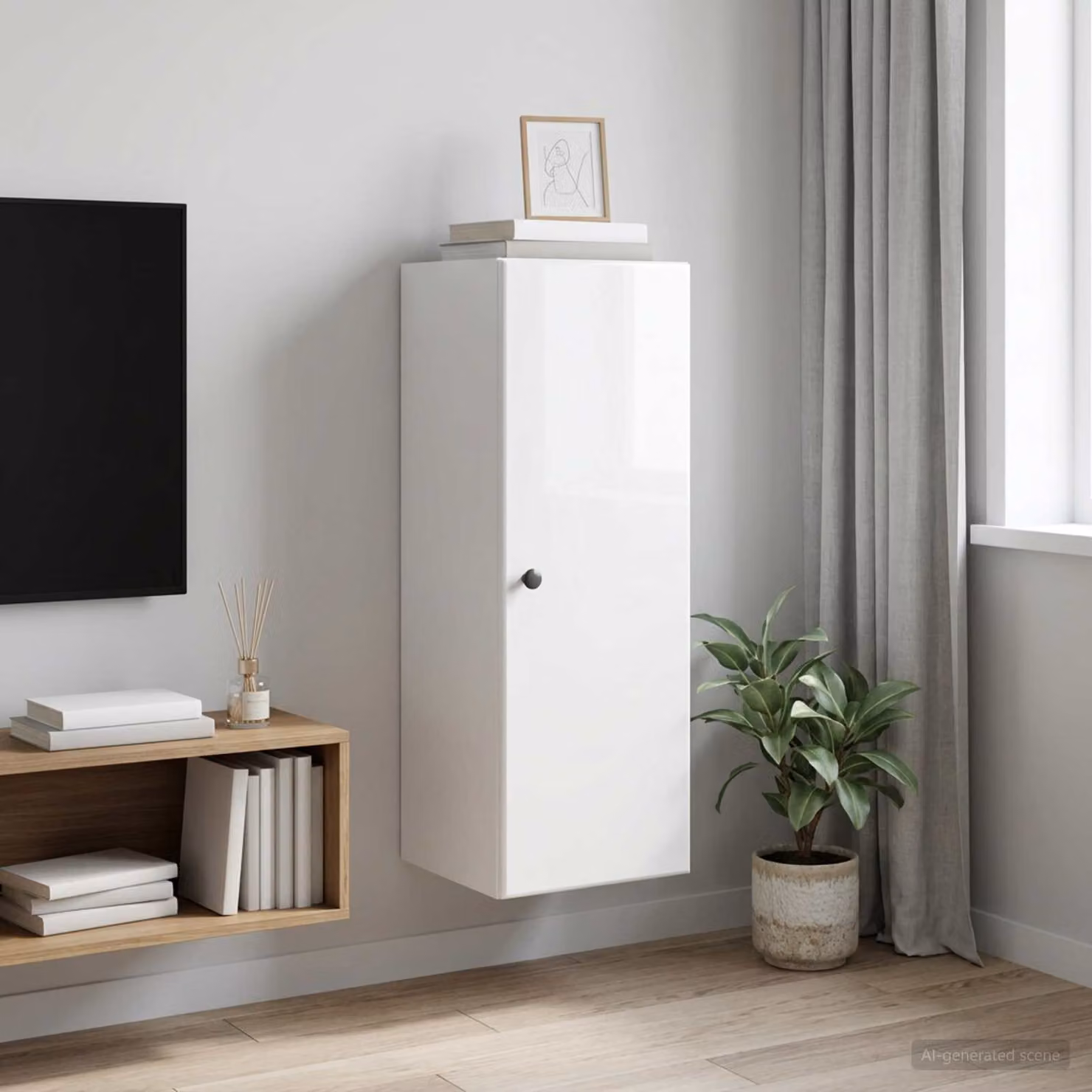 Mobiletto a muro vidaXL moderno bianco con ante a battente e ripiani interni L/P/H: 33 x 34,5 x 90 cm