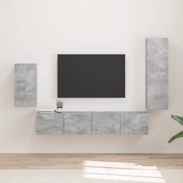 Set mobile TV moderno vidaXL in 4 pezzi, Grigio, Legno e MDF