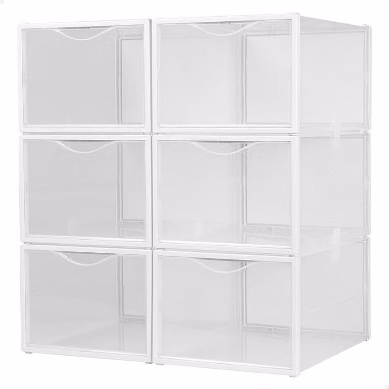 Scatole per scarpe in plastica - Trasparente - Impilabili - Antiribaltamento - Set da 6