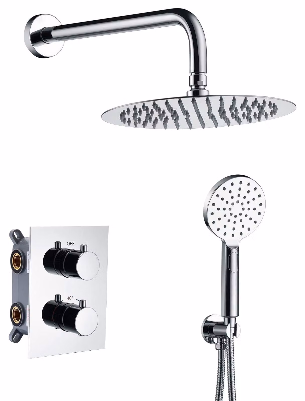 Miscelatore per doccia termostatico, da incasso, cromato, argento, modello M21710