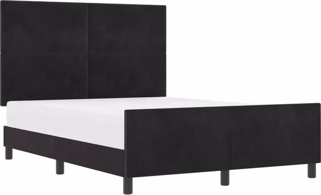 Letto matrimoniale | Letto per adulti | Letto a molle con testiera Nero 140 x 200 cm Velluto