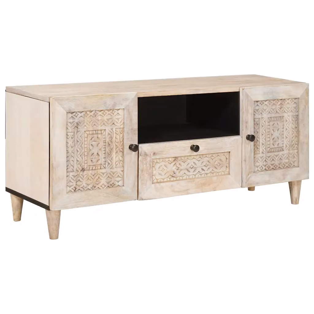 Unità TV moderna vidaXL con cassetto in legno bianco L 105 cm x P 33 cm x H 46 cm