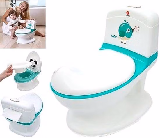 WC per bambini con suono realistico dello sciacquone, robusto e comodo, verde