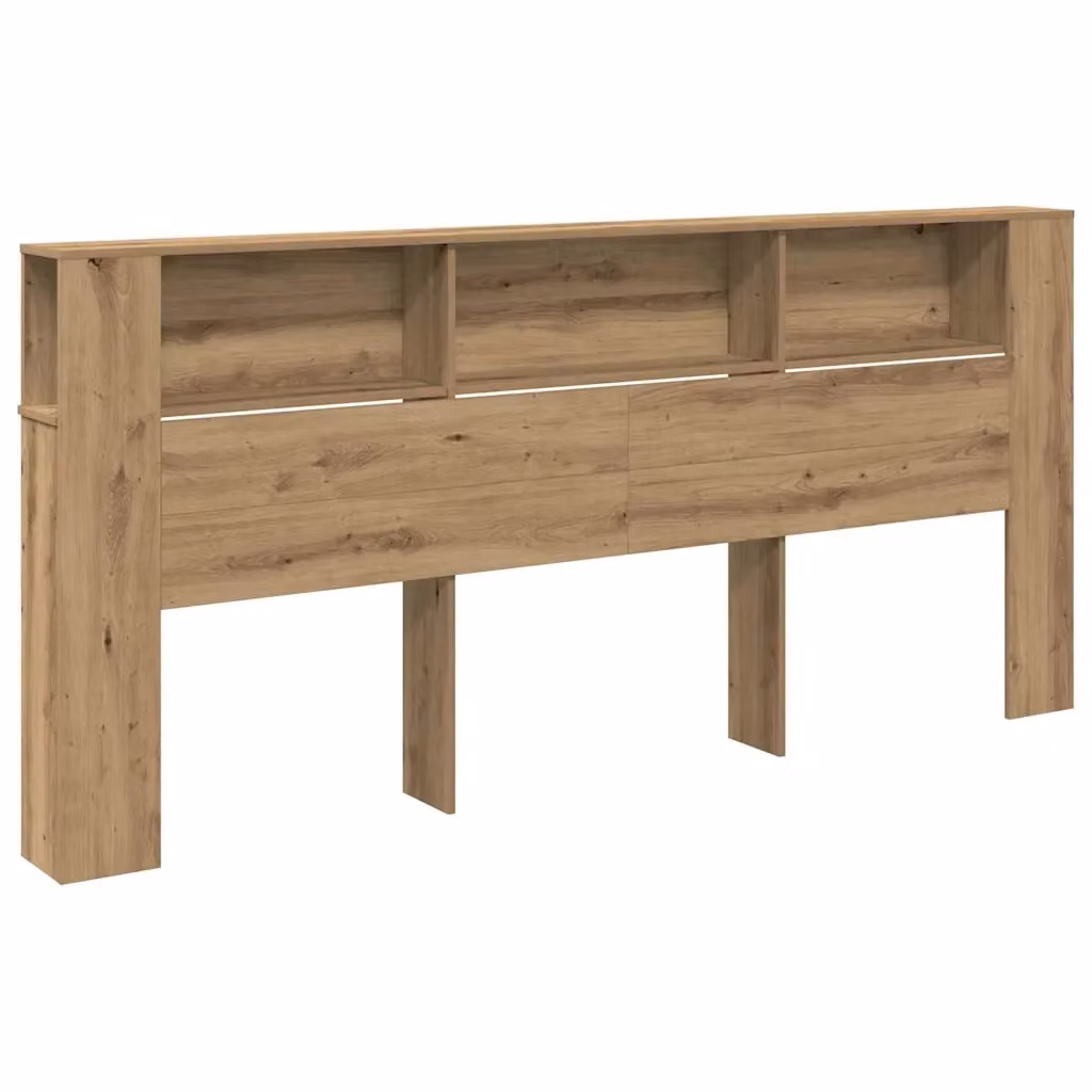 Testata del letto vidaXL in legno ingegnerizzato con ripiano integrato, colore rovere, L: 220 cm, P: 26,65 cm, H: 102,5 cm – 2
