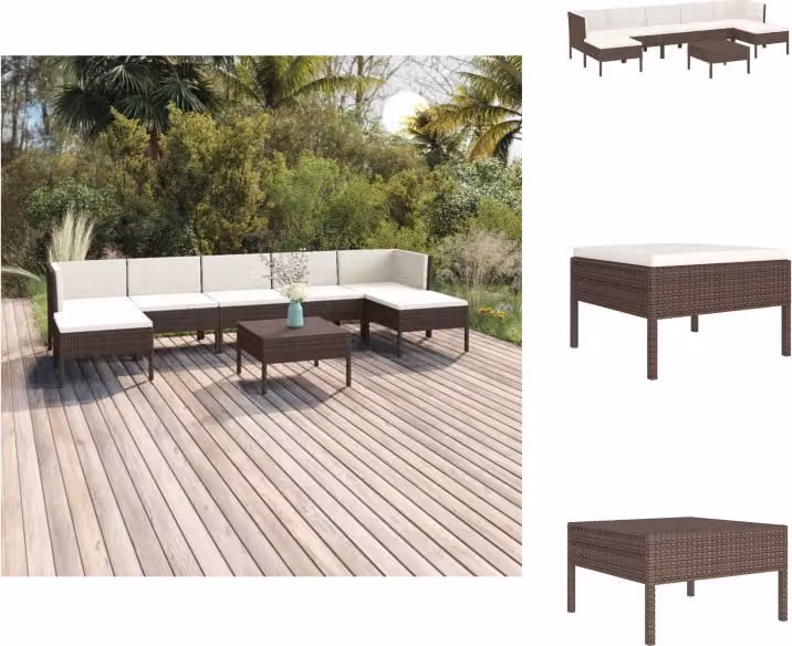 vidaXL set salotto da giardino 8 pezzi con cuscini in poly rattan marrone - Set di mobili da giardino