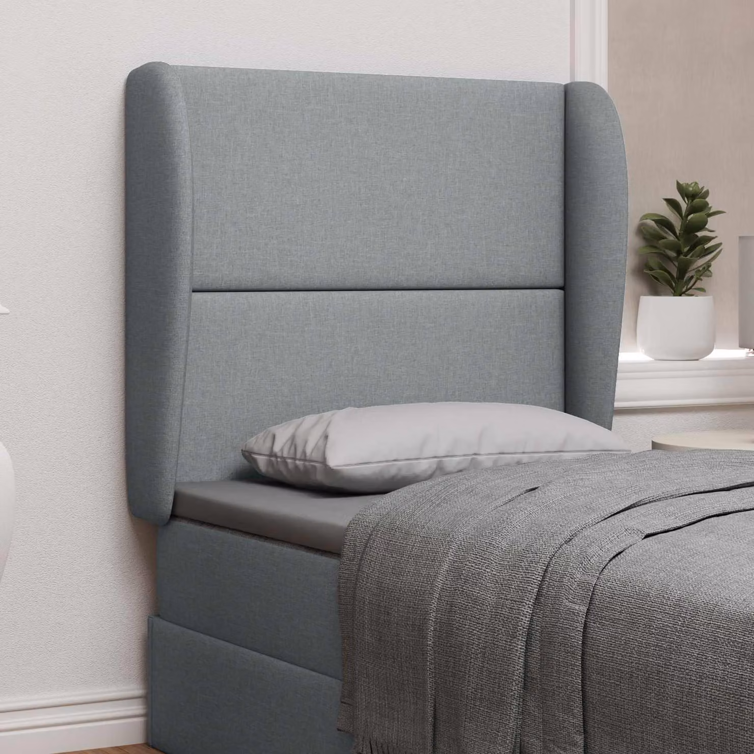 vidaXL Testata del letto con orecchie in tessuto grigio chiaro L 80 x P 23 x H 6 cm