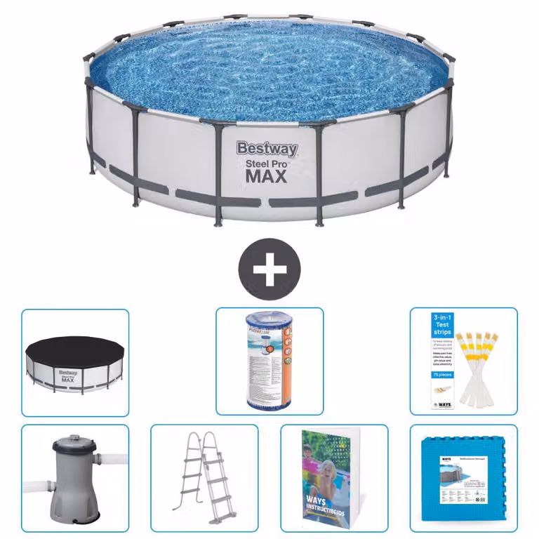Piscina gonfiabile Bestway Steel Pro MAX, rotonda, 427x122 cm, composta da 6 parti, modello S602