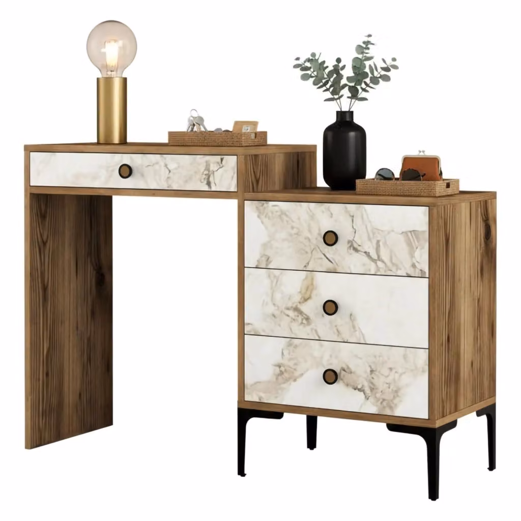 Consolle Artegna DMORA, Tavolo multiuso e scrivania da corridoio, L/P/H: 124 x 40 x 85 cm, Noce e Bianco – 2