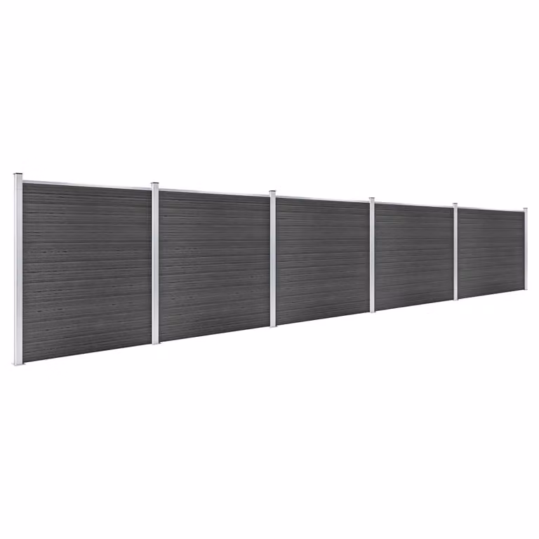 Set di elementi di recinzione WPC 872x186 cm nero