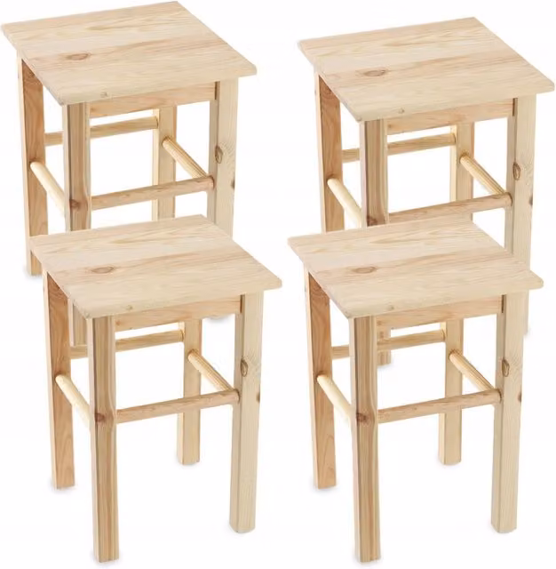 Sgabello da cucina in legno KADAX, 43,5 cm, in pino massello.