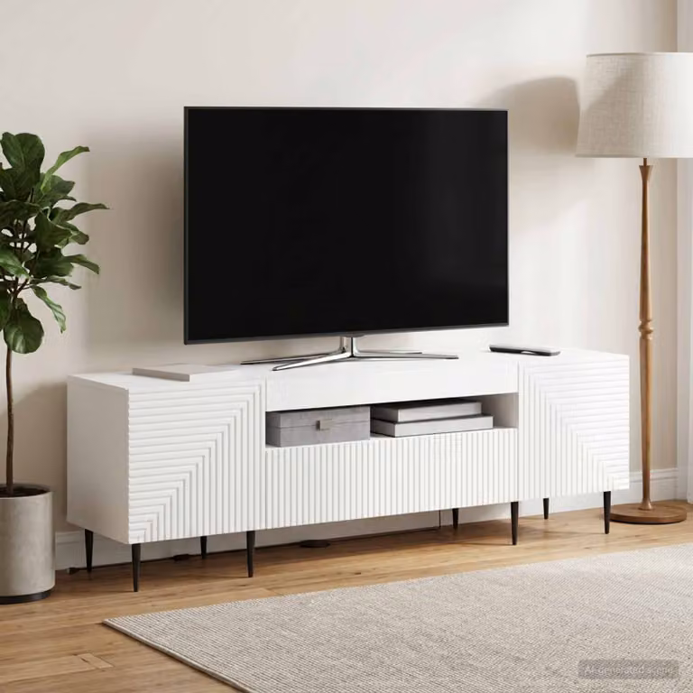 Mobile TV LED vidaXL HAARLEM Bianco L 153 x P 35 x H 43 cm