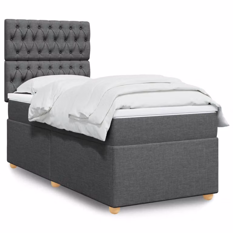 vidaXL Giroletto a Molle Ibrido con Materasso in Tessuto Grigio e Bianco L/P/H: 200 x 80 x 150,5 cm