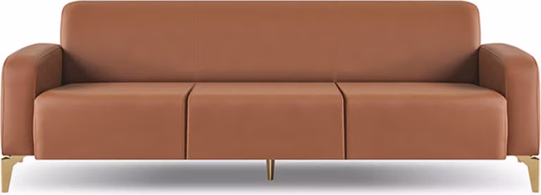 Sofa 3-Sitzer Braun Modern Couch Dreisitzig Wohnzimmer Leder Edelstahl