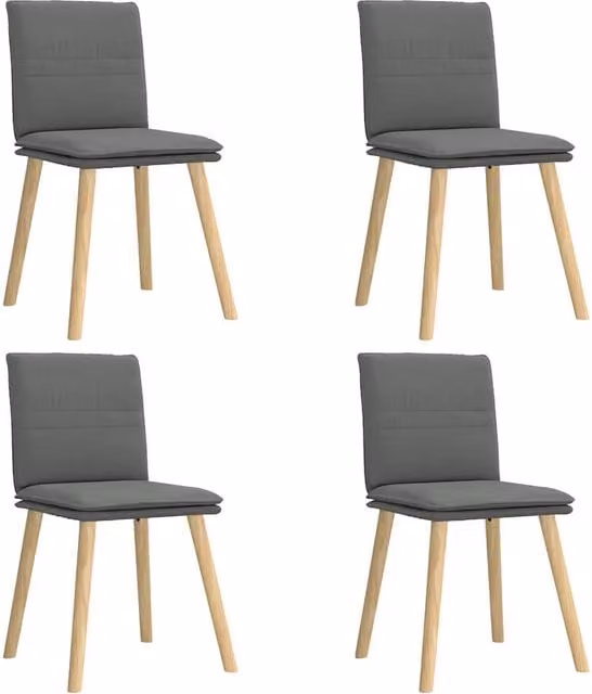 Set di 4 sedie da pranzo moderne in tessuto grigio con struttura in legno e metallo