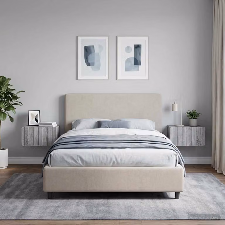 Set di 2 comodini sospesi vidaXL in stile moderno, colore Grigio Sonoma, L 49 cm x P 34,5 cm x H 24 cm