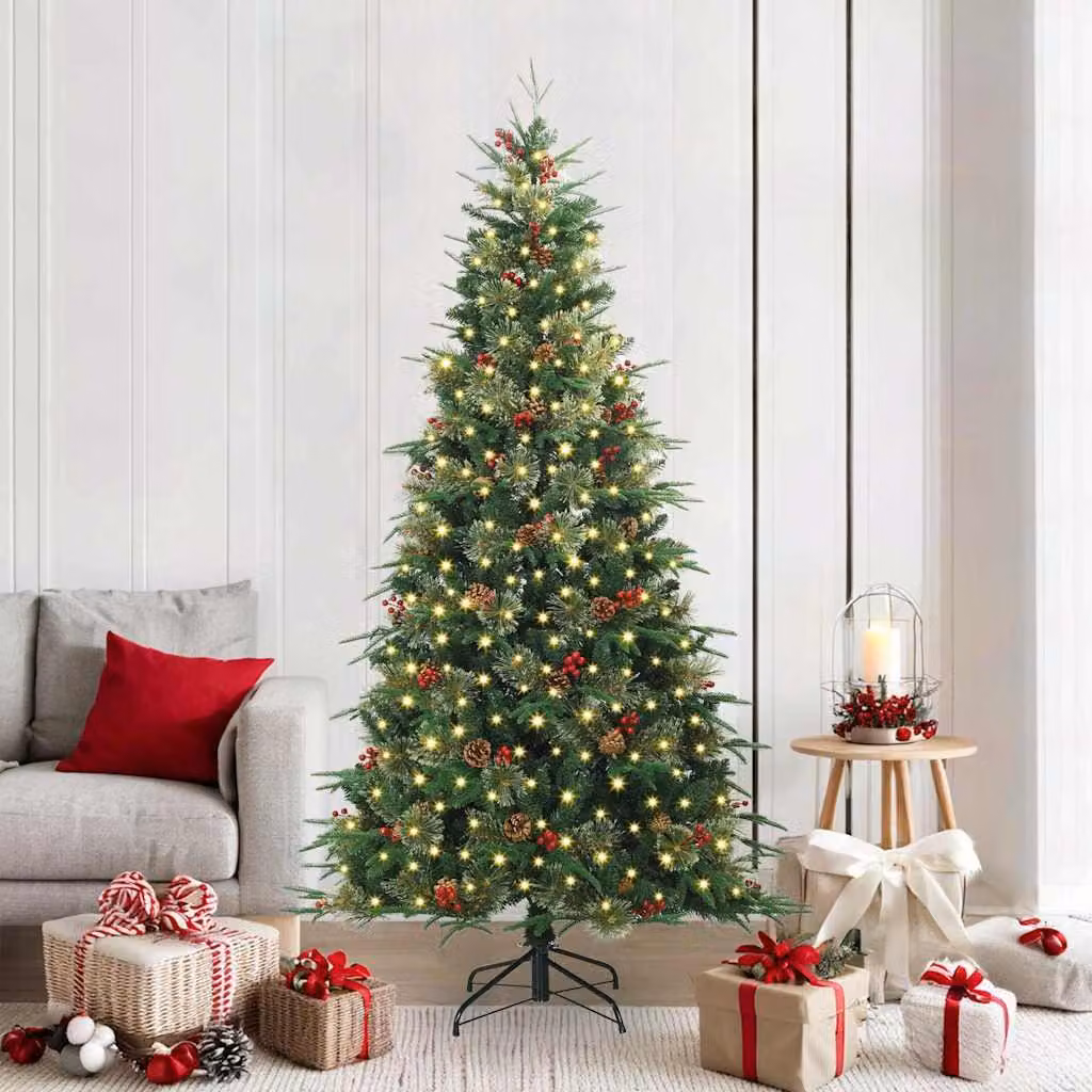 Maison Exclusive - Albero di Natale artificiale pieghevole, verde, 210 cm, realizzato in PE e PVC