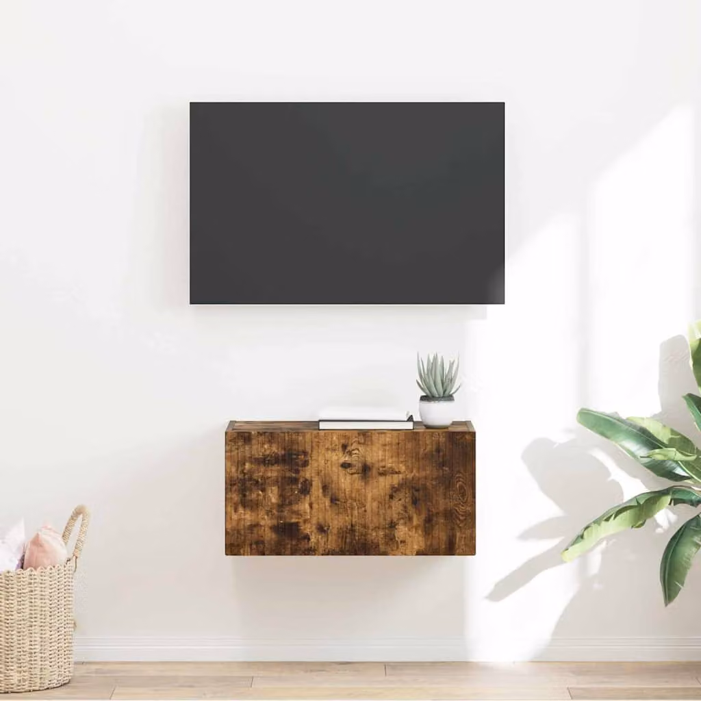Mobile TV da parete vidaXL in legno Rovere fumé L 60 cm, P 31 cm, H 29,5 cm