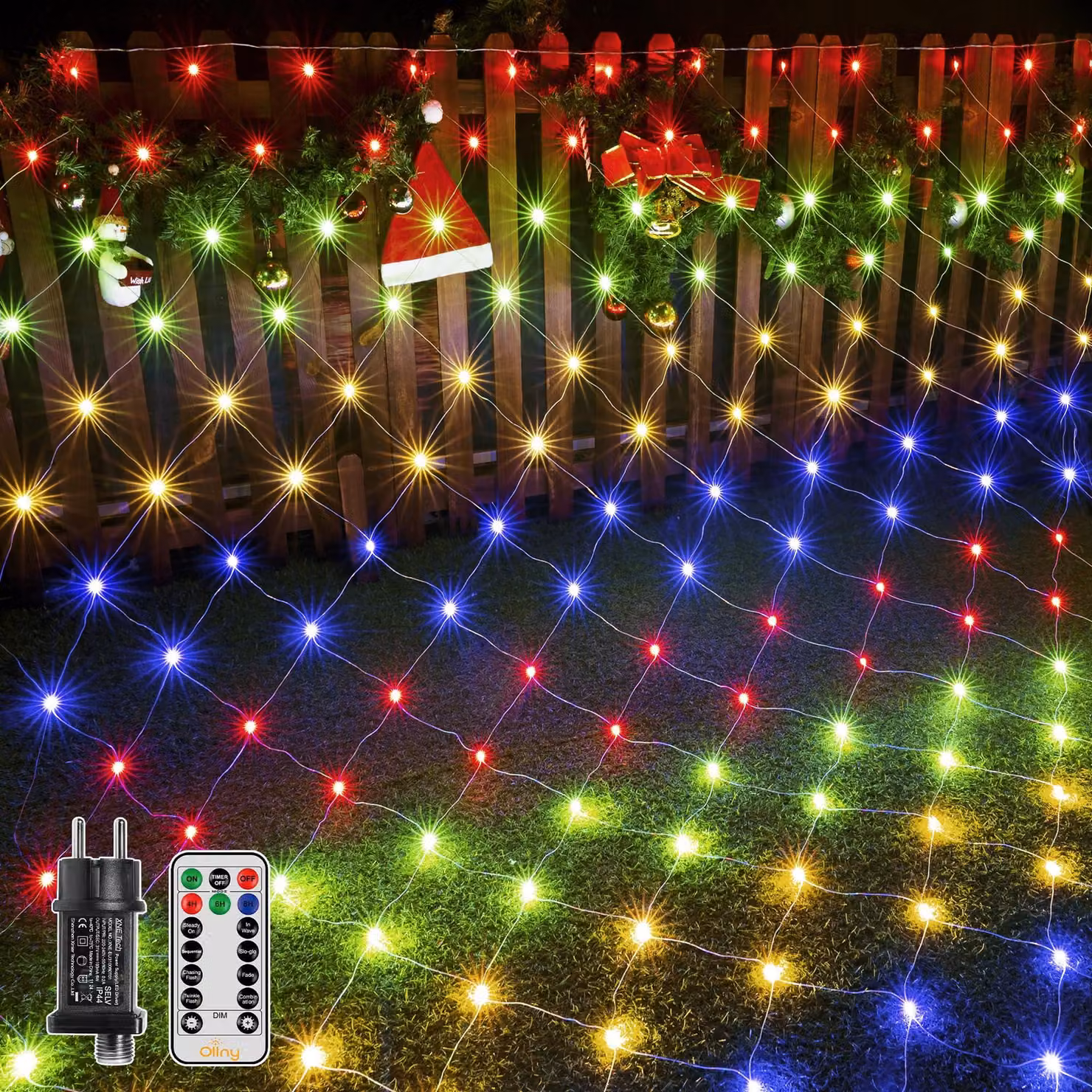 Catene luminose da esterno, dimensioni 3 x 2 metri, con 200 LED colorati, 8 modalità e timer