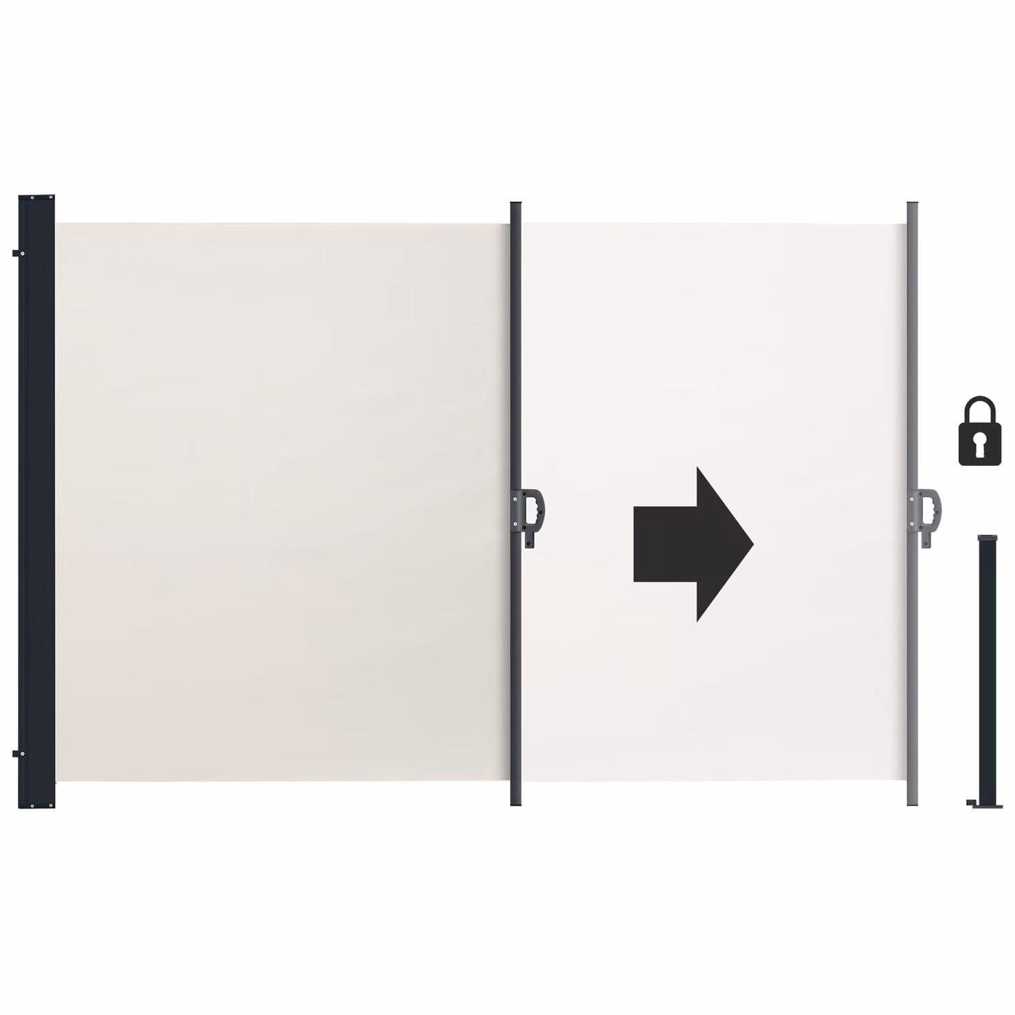 Tenda laterale oscurante estraibile tectake con meccanismo a rullo in acciaio e poliestere, beige, L: 300 cm, H: 160 cm, P: 9 cm – 2