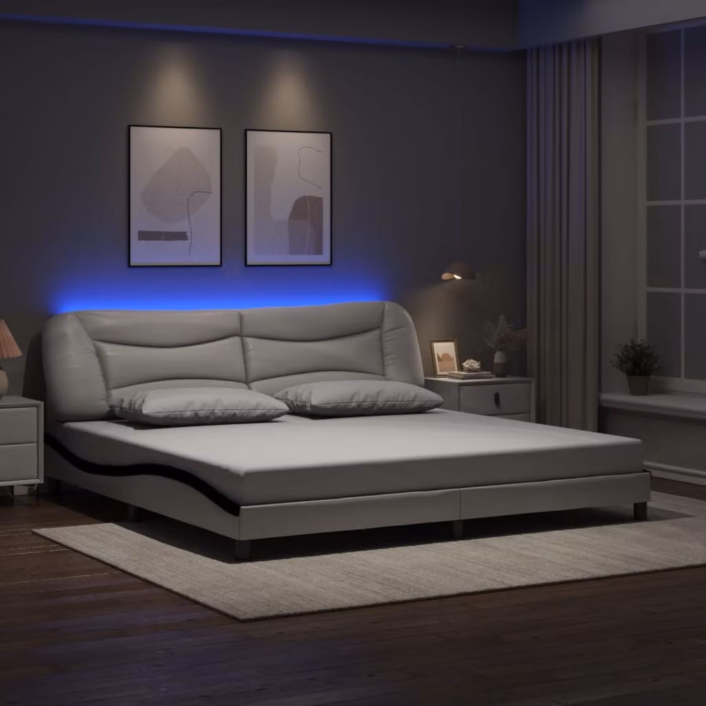 Giroletto vidaXL Hvar con LED e porta USB, Bianco e Nero, 200 x 200 cm