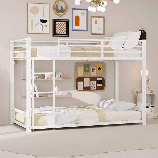 Letto a castello con funzione di due letti singoli ferro bianco 98x197 cm