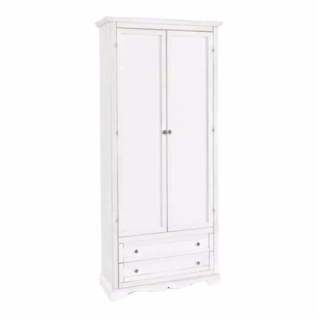 Armadio Arte Povera Mobili 2G in Legno Bianco Shabby Chic con 2 Ante e Cassetti Interni L: 87 cm, P: 40 cm, H: 192 cm – 4