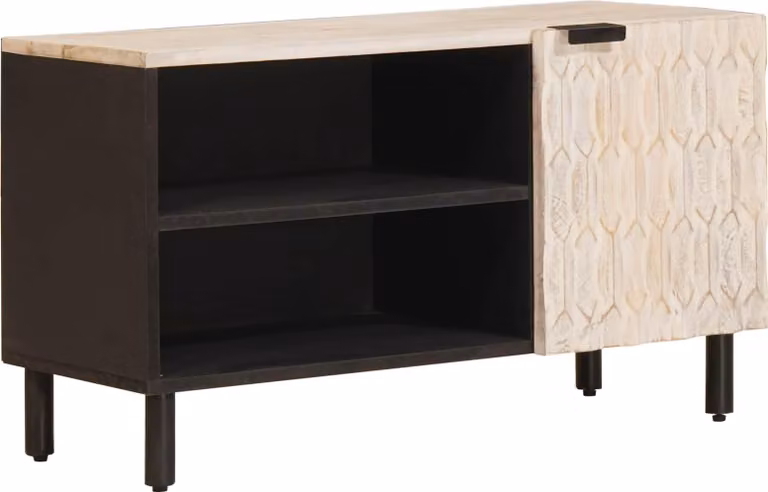 Mobile TV con porta Finitura Bianco Lavato 80 x 33 x 46 cm
