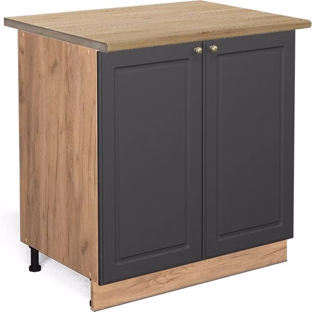 Mobiletto base cucina Fame-Line Antracite-oro/Rovere dorato 80 cm con ripiano, PL Rovere Vicco
