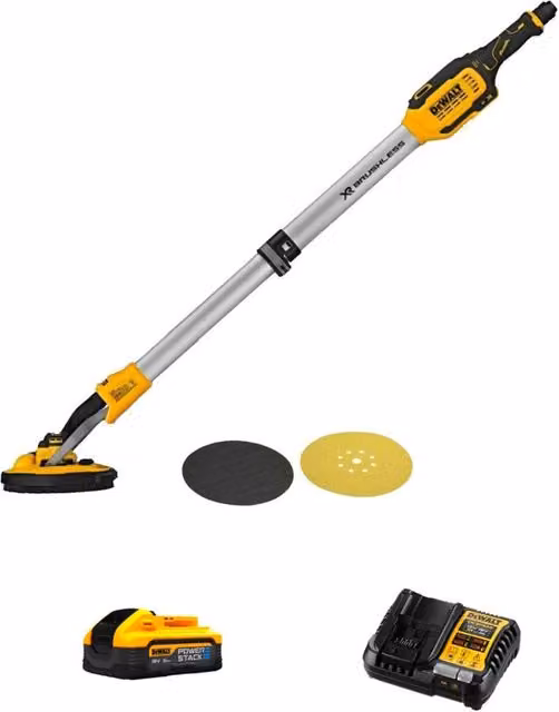 Levigatrice per muro DeWalt DCE800H1-SK gialla con batteria ricaricabile 5,0 Ah Powerstack e caricabatterie DCB1104