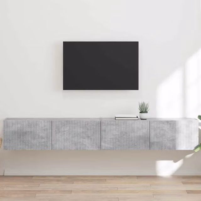Set di 2 mobili TV da parete moderni vidaXL in legno MDF grigio cemento