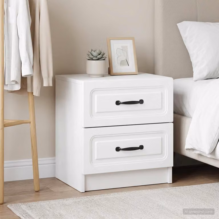 Set di 2 armadi da notte vidaXL bianchi in stile moderno L/P/H: 43 x 34,5 x 44,5 cm