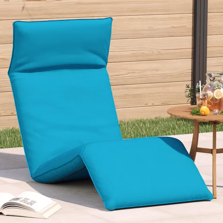 vidaXL Lettino Pieghevole Turchese con Poggiatesta Regolabile e Struttura in Acciaio L: 175 cm, P: 54 cm, H: 8,5 cm
