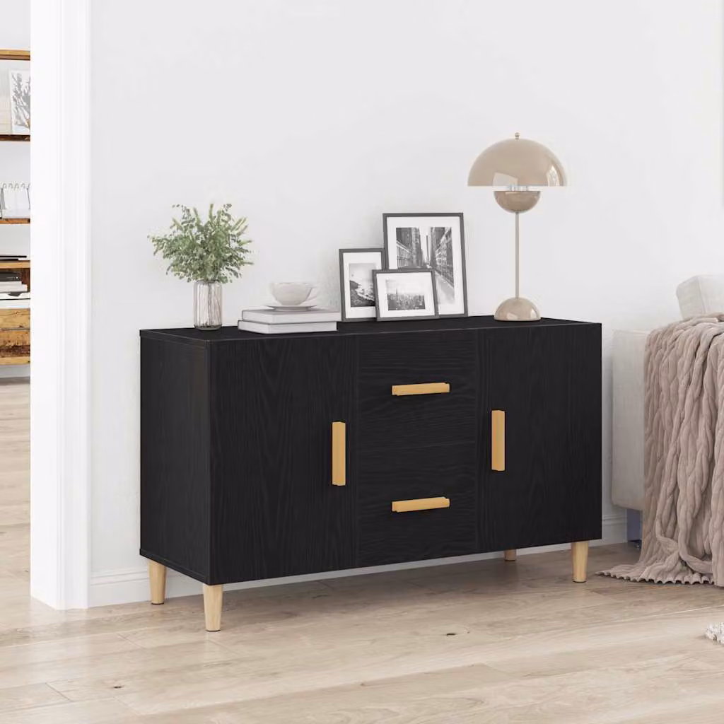 Credenza moderna vidaXL in legno Rovere Nero, L: 100 cm, P: 36 cm, H: 60 cm