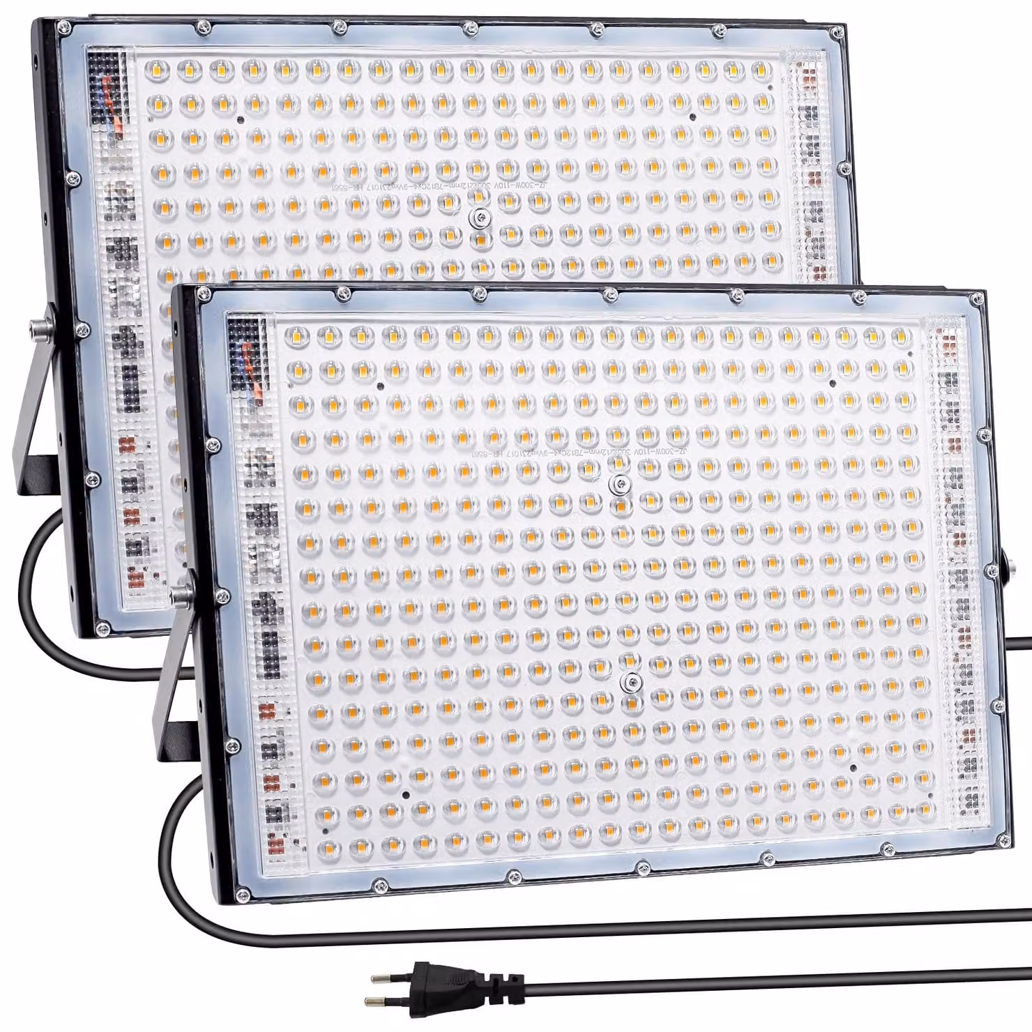 Fari LED da esterno, 300 W, 30.000 lumen, luce bianco caldo, grado di protezione IP65, confezione da 2 pezzi