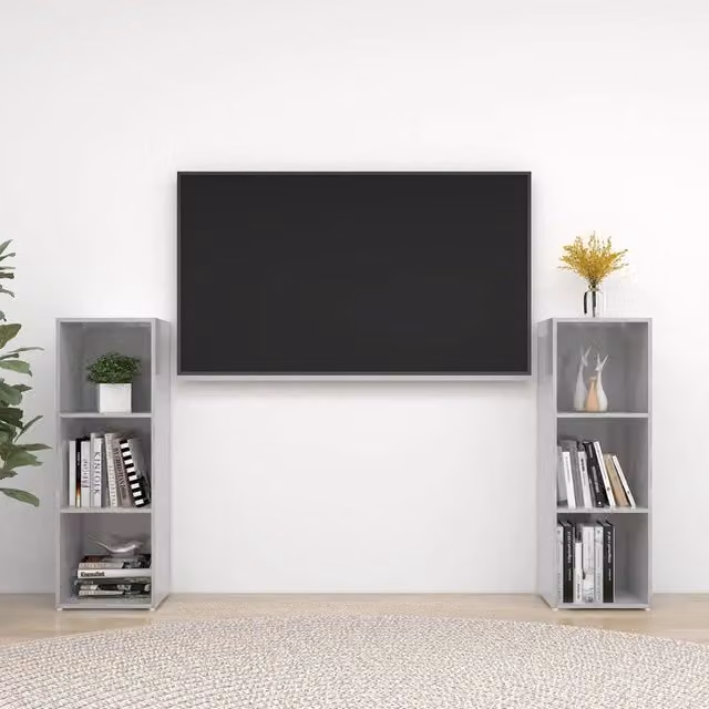 Set di 2 mobili TV vidaXL in legno multistrato grigio cemento, L 107 cm x P 35 cm x H 37 cm