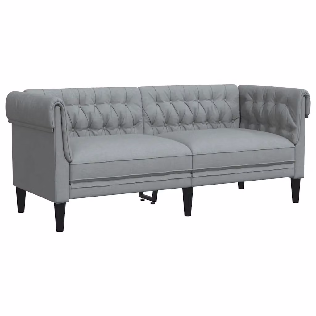 Divano Chesterfield a 2 Posti vidaXL in Tessuto Grigio L: 182,5 cm, P: 74,5 cm, H: 74,5 cm – 2