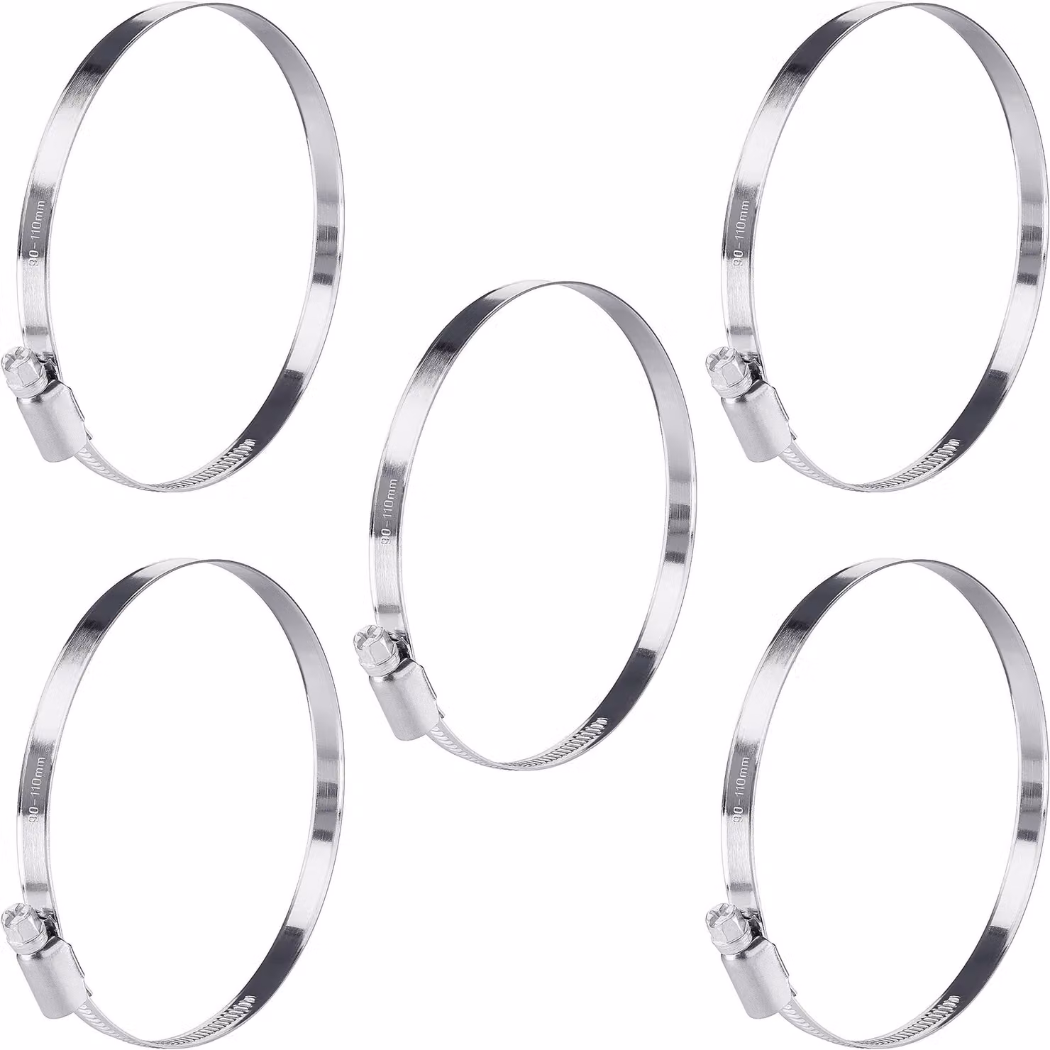 Fasce stringitubo in acciaio inossidabile, da 90 a 110 mm, larghezza 9 mm, confezione da 5 pezzi