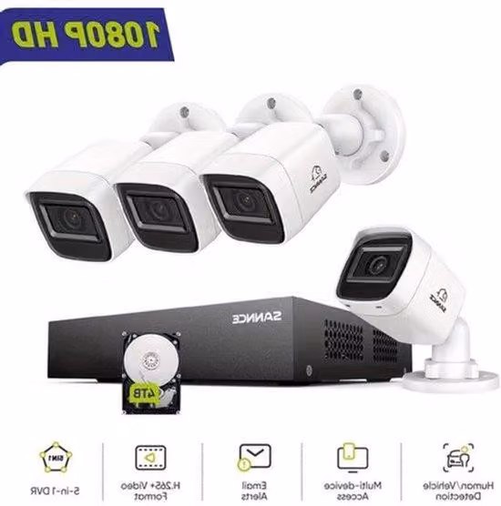 Kit di sicurezza a 8 canali - Sistema di telecamere di sicurezza - Versione con hard disk da 4 TB - Qualità dell'immagine Full HD a 1080p - Visione notturna fino a 20 metri