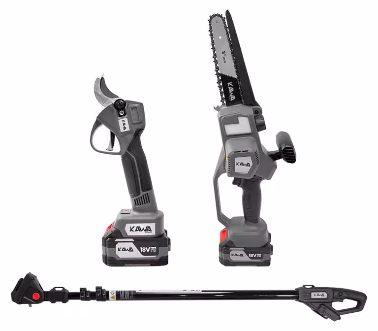 Set di accessori per motosega compatta, 18 V, 2 batterie da 4 Ah, lama da 20 cm