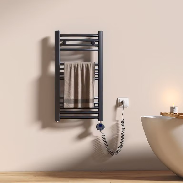EMKE Scaldasalviette elettrico 75X40cm 300W antracite curvo Radiatore da bagno Controllo Wi-Fi Termostato intelligente Scaldasalviette